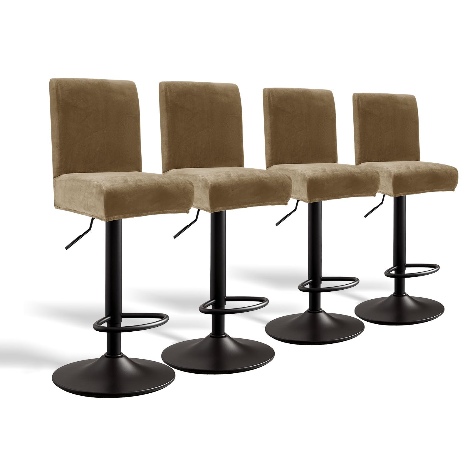 Photo 1 of WUSOUPU Velvet Bar Stool Chair Covers Stretch Soft Bar Stool Covers with Backs Washable Removable Barstool Seat Covers Set of 4, Barstool Cover Slipcovers for Cafe Pub Dining Room (Velvet Taupe)