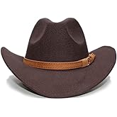 HiXceHiCeng Toddler Baby Cowboy Hat, Boys Girls Cowgirl Hat with Leather Hatband, Wide Brim Infant Kids Western Cowboy Hat