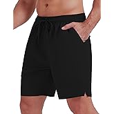 Blokehoway Men's Gym Shorts Quick Dry Workout Shorts for Men 7 Inches Lightweight Athletics Shorts with Zipper Pockets
