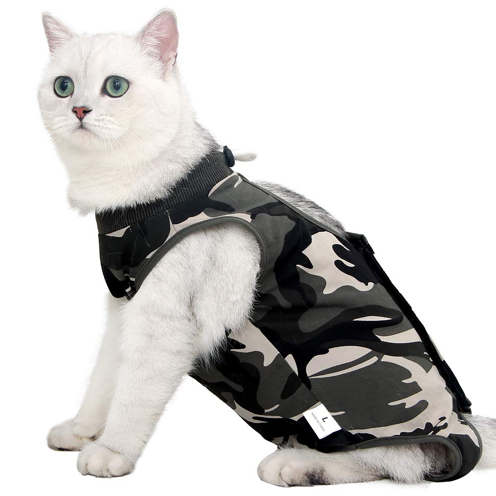 LIANZIMAU Cat Recovery Suit With Avoid Licking For Surgical Abdominal Wounds Soft Breathable Home Indoor Pet Clothing E collar Alternative For Cats Dogs After Surgery Wear Pajama Suit