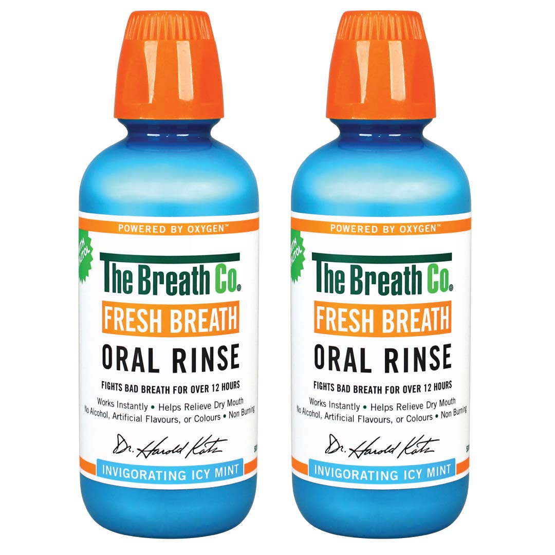 The Breath Co Fresh Breath Oral Rinse Icy Mint Duo, 2 x 500 ml, Mint, 1 kg