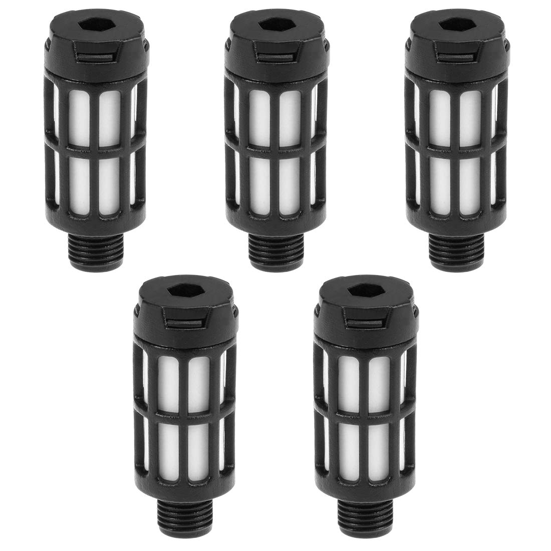 sourcingmap Plastic Pneumatic Muffler Exhaust 1/8 G Black, 5pcs