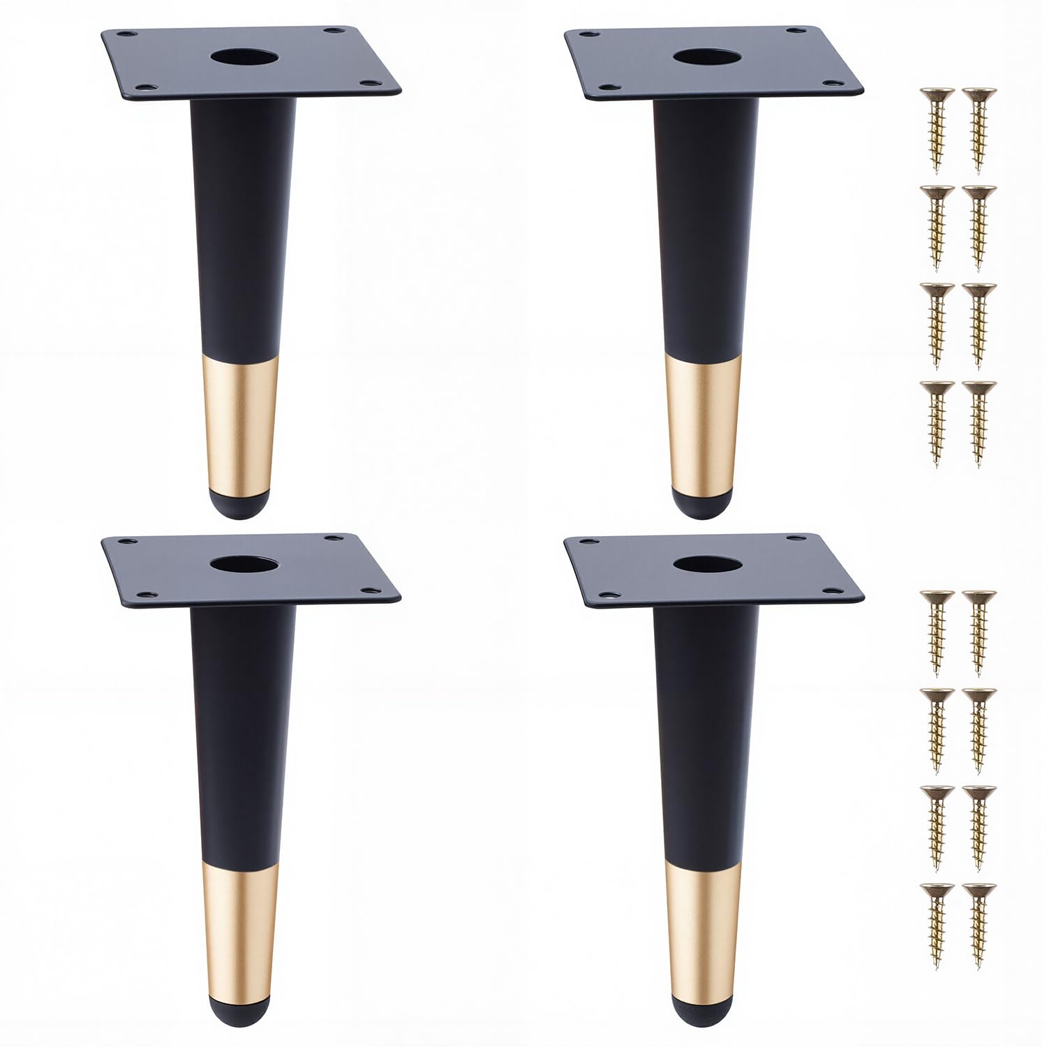 NAKUPENDA Furniture Feet Set of 4 Metal Legs for Furniture, Cone Vertical Furniture Feet, Table Legs, Cabinet Feet, DIY for Cabinet, Chair, Coffee Table (15 cm Height)