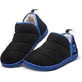 AWFI Mens Two-Tone Bootie Slippers with Memory Foam Indoor Outdoor House Shoes Slippers Men Camping Warm Slip On Slipper with Sherpa Fleece Lining