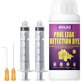 WANJAO Yellow Pool Leak Detection Dye Kit, Strong Fluorescence Effect,100ML | Pool Dye Leak Detection Kit Pool Leak Dye Kit with Two Syringes Precisely Locate the Leak Point, Spa &amp; Hot Tub Types