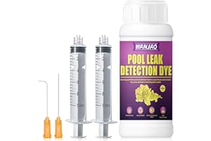 WANJAO Pool Leak Detection Dye Kit, Pool Liner Leak Detection Kit with 2 Precision Dispensing Strong Fluorescence Effect for All Pools, Spa, & Hot Tub Types Easily Locates Leaks (100ml, Yellow)