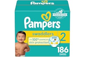 Pampers Swaddlers Diapers - Size 2, One Month Supply (186 Count), Ultra Soft Disposable Baby Diapers