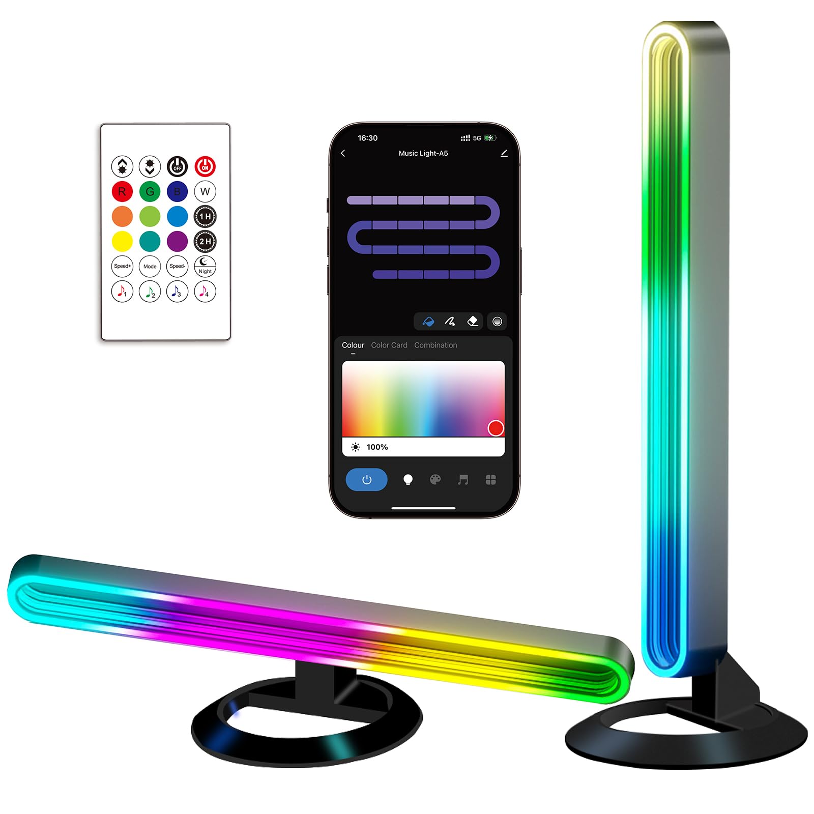 Photo 1 of 2 Pack Smart Multilayer LED Light Bars, 11" RGB Infinity Mirror Gaming Lights, 16 Million Colors Changing, Sync with Music, Dimmable Desk Lamp for PC TV Backlight, Mood Lighting Bar for Bedroom