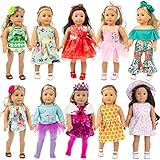 ZITA ELEMENT 24 Pcs Girl Doll Clothes Dress for American 18 Inch Doll Clothes and Accessories | Including 10 Complete Set of Clothing Outfits with Hair Bands, Hair Clips, Crown and Cap