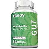 3-in-1 Gut Health Supplement - Debloat Pills - Gas and Bloating - Lactase, Protease, Amylase and Lipase Digestive Enzymes - Peppermint, Turmeric and Psyllium Husk Capsules - Women, Men - 60 Caps Vegan