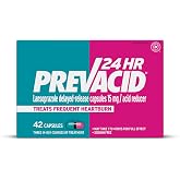 Prevacid 24HR Lansoprazole 15 mg Acid Reducer Capsules, 42 Count | Treats Frequent Heartburn, Delayed-Release PPI, 24-Hour Relief, One Daily Capsule for 14 Days
