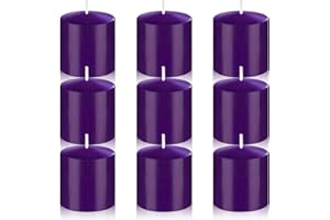 AMUSAER 9 Packs Purple Votive Candles, Unscented Small 1.5 Inch by 1.25 Inch Non-Toxic Dripless Colored Wax Votives for Home Holiday Party Table Decor - 8 Hour Burn Time