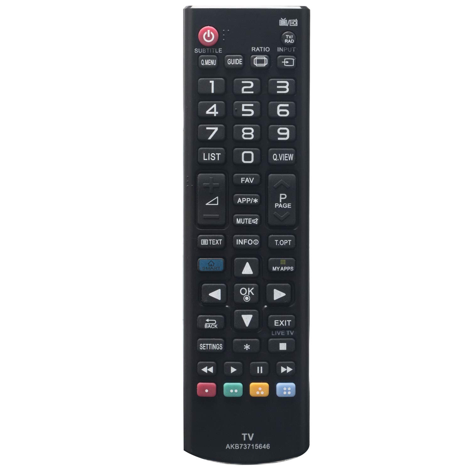 VINABTY AKB73715646 Replace Remote Control For LG 42LB570V 42LN5204 42LV370S 42LN5406 39LN5400 32LN575 32LB5800 32LB550B 32LH604V 43LH570V 42LB620V 32LB580V 29MT48DF-PZ 43UF6809.AEU 39LN540439LB5800SB