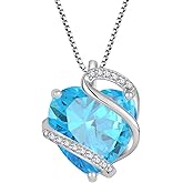 FYNSBLE Heart Necklace for Women 925 Sterling Silver Infinity Love Heart Birthstone Necklace Pendant Hypoallergenic Jewelry for Women