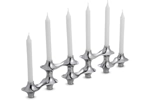 nambe Cortina Hinged Candelabra | Metal Candle Holder for Six Candles | Silver Candlestick Holders for Taper Candles | Table Centerpiece for Christmas, Thanksgiving, Dinner Party, Wedding, Table