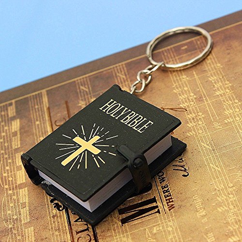RAYNAG Set of 6 Holy Bible Keychain Mini Book Key Ring Religious Gift - Thumbnail 4