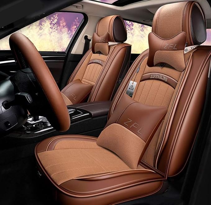 Universal Linen Leather Car Seat Cover Front und Rear Full Seat Cushion Cover geeignet für den Jahresumrunden-Einsatz (kompat