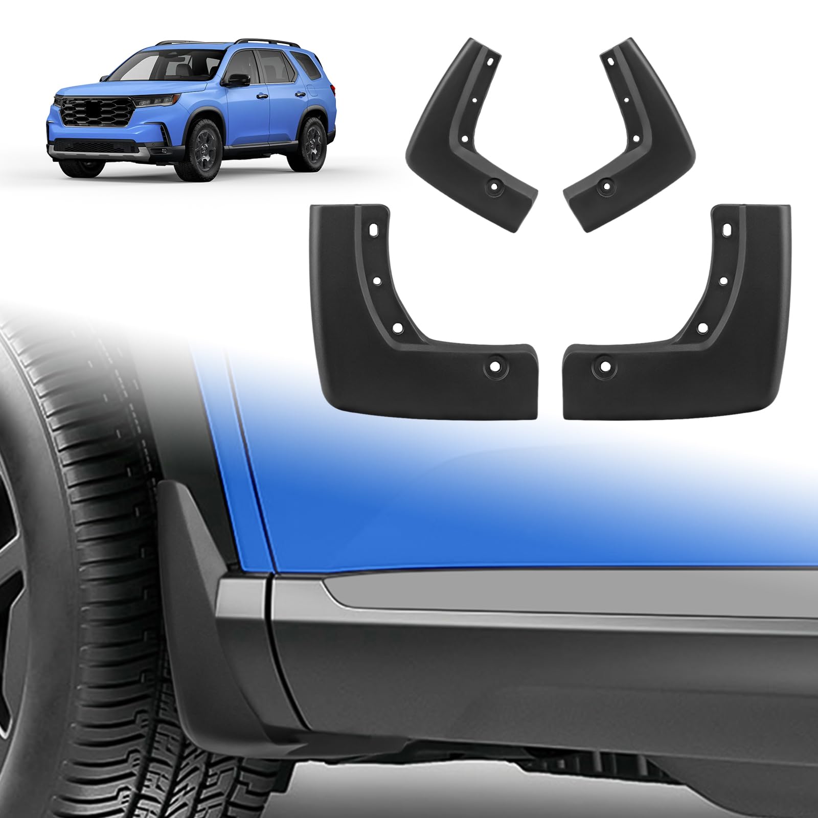 Photo 1 of TECHPICCO Mud Flaps Fit for Honda Pilot 2023 2024 2025, Mud Guards 4pcs Fender Guards Compatible with Honda Pilot Accessories 2023 2024 2025 No Drill Splash Guards