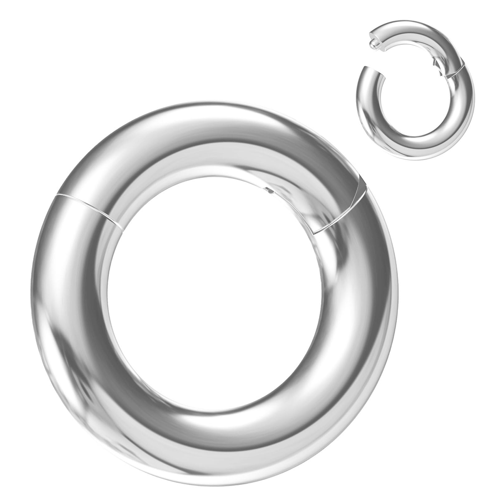 NewkeepsR 6G×14mm Steel Clicker Septum Ring,Prince Albert Piercing Nose Segment Hinged Eearring Seamless Hoop Jewellery