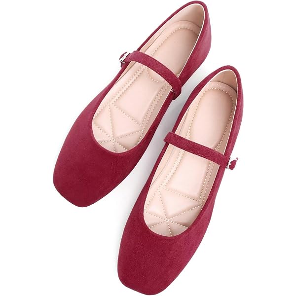 thumbnail image 2 of TN TANGNEST Women's Mary Jane Ballet Flats - Comfort Dance Shoes In Wine Red, Size 9 2 of 12