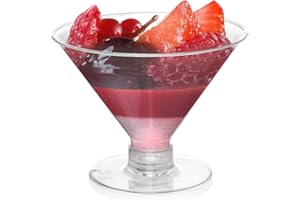 Frcctre 80 Pack 5 oz Plastic Martini Glasses Disposable, Clear Cocktail Dessert Glasses Parfait Cups Wine Shooter Glass Trifl