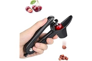 TENLARY Cherry Pitter - Heavy-Duty Olive and Cherry Pitter Corer Tool with Space-Saving Lock Design, Multi-Function Cherries Stoner Seed Remover Tool for Make Fresh Cherry Dishes