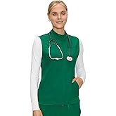 Scrubs Vest for Women – Cozy Scrubs Comfort Fit Stretch Nurse Vest for Healthcare Professionals with 3 Pockets