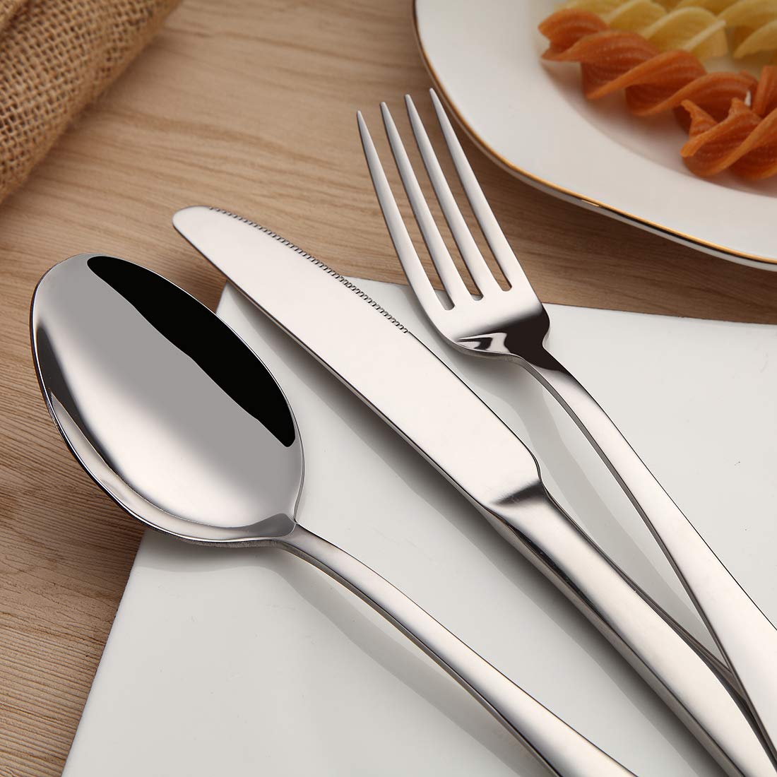 Devico 20-Piece Flatware Set, Stainless Steel Utensil Silverware Metal Cutlery Sets with Forks Spoons Knives, Reusable, Dishwasher Safe, Service for 4