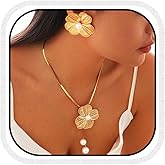 Yean Gold Flower Jewelry Set Floral Necklace and Earring Set Choker Necklaces for women
