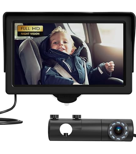 Cámara Monitor Para Bebé En Coche - WiFi, Visión Nocturna, Rotación 360°, Alimentación USB