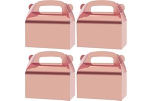 Oletx 30-Pack Rose Gold Party Favor Treat Boxes, Goodie Boxes, Gable Paper Gift Boxes with Handles. Perfect for Wedding, Birthday, Graduation, Babyshower.