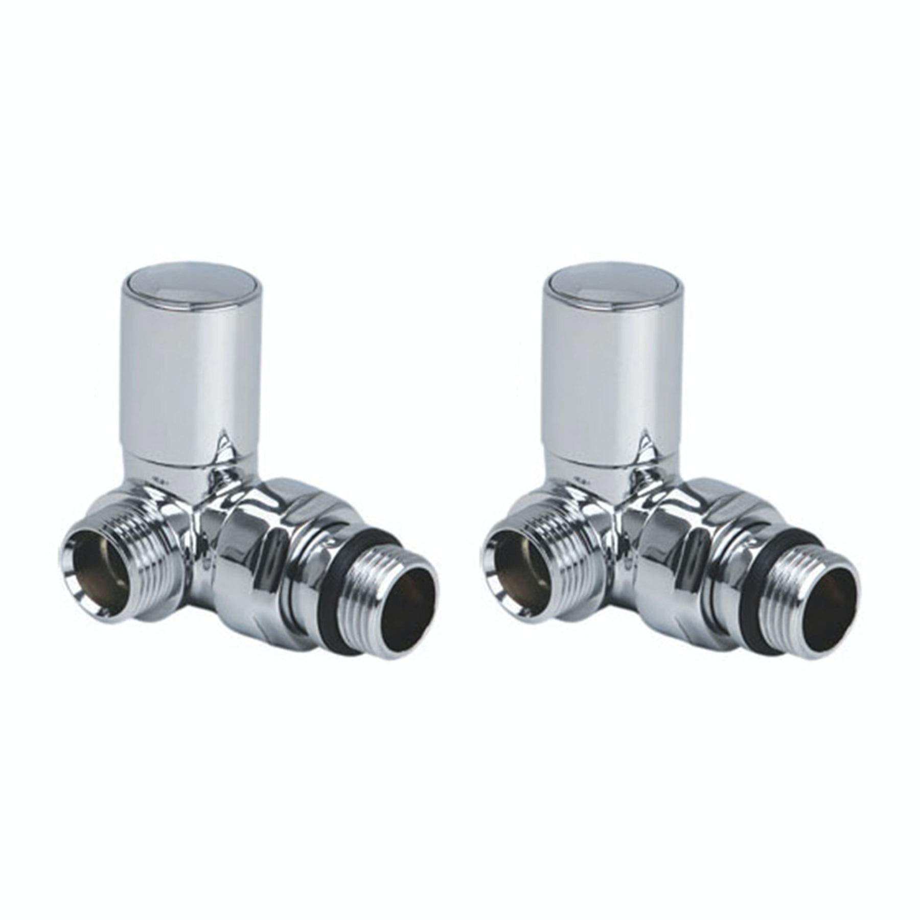 Luxury Designer Style Towel Radiator Rail Valves Corner Central Heating Taps 15mm (Pair) (Chrome)