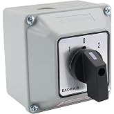 BAOMAIN 20A 2-Phase 3-Position Rotary Changeover Switch,Wider Box | SZW26-20/D202.2D-W 20A 8-Terminal Cam Rotary Changeover Switch with Enclosure.3-position For Motor Reversing &amp; Control