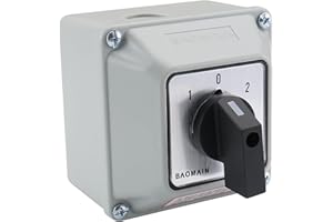 Baomain Universal Rotary Changeover Switch SZW26-20/D202.2D-W with Wider Master Switch Exterior Box 660V 20A 3 Position 2 Phase (3.15"x3.15"x3.7")