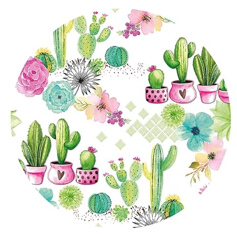 DecoHomeTextil Wachstuchtischdecke Wachstuch Tischdecke Gartentischdecke Rund Oval Kaktus Rund 90 cm abwaschbare Wachstischde