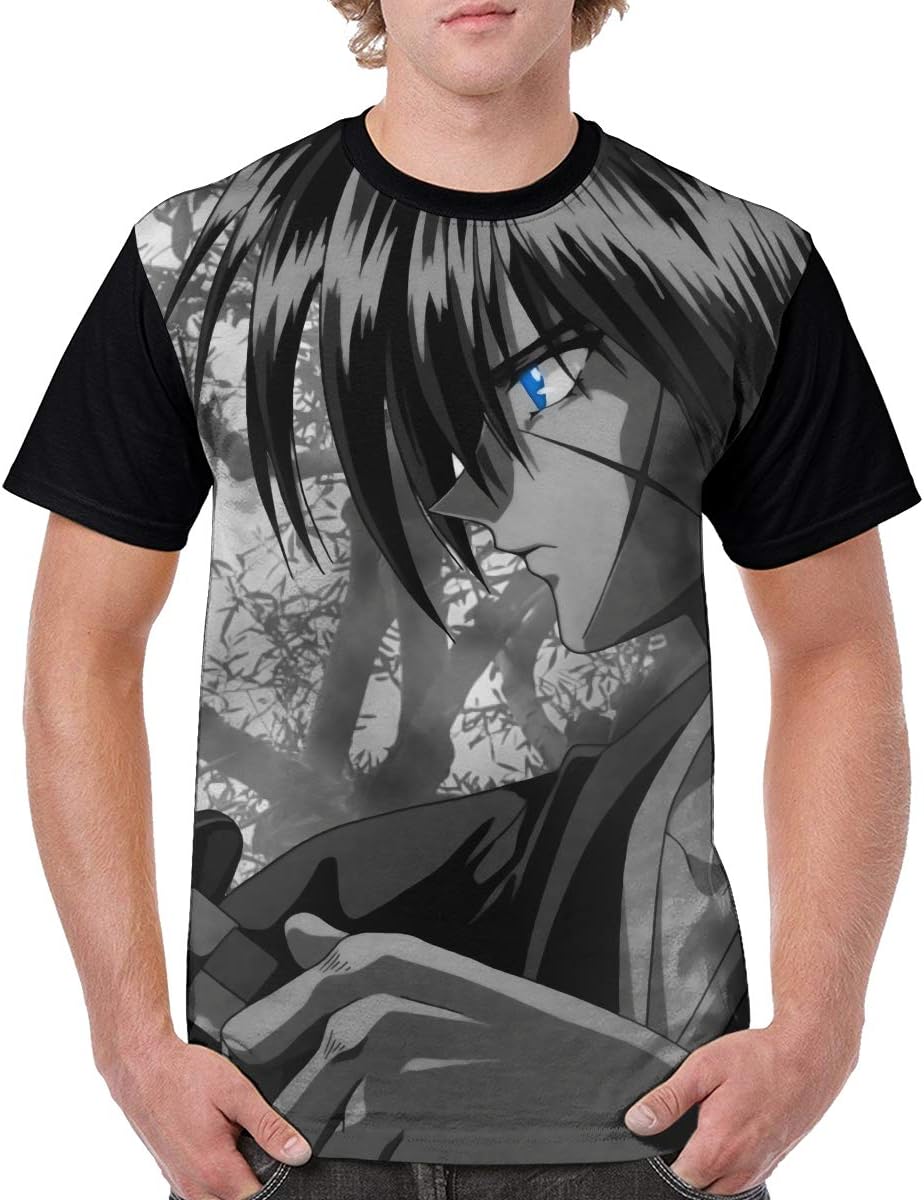 William D Oliver Men's Fashion Polyester Short Sleeve Anime Tee Front Print T Shirt