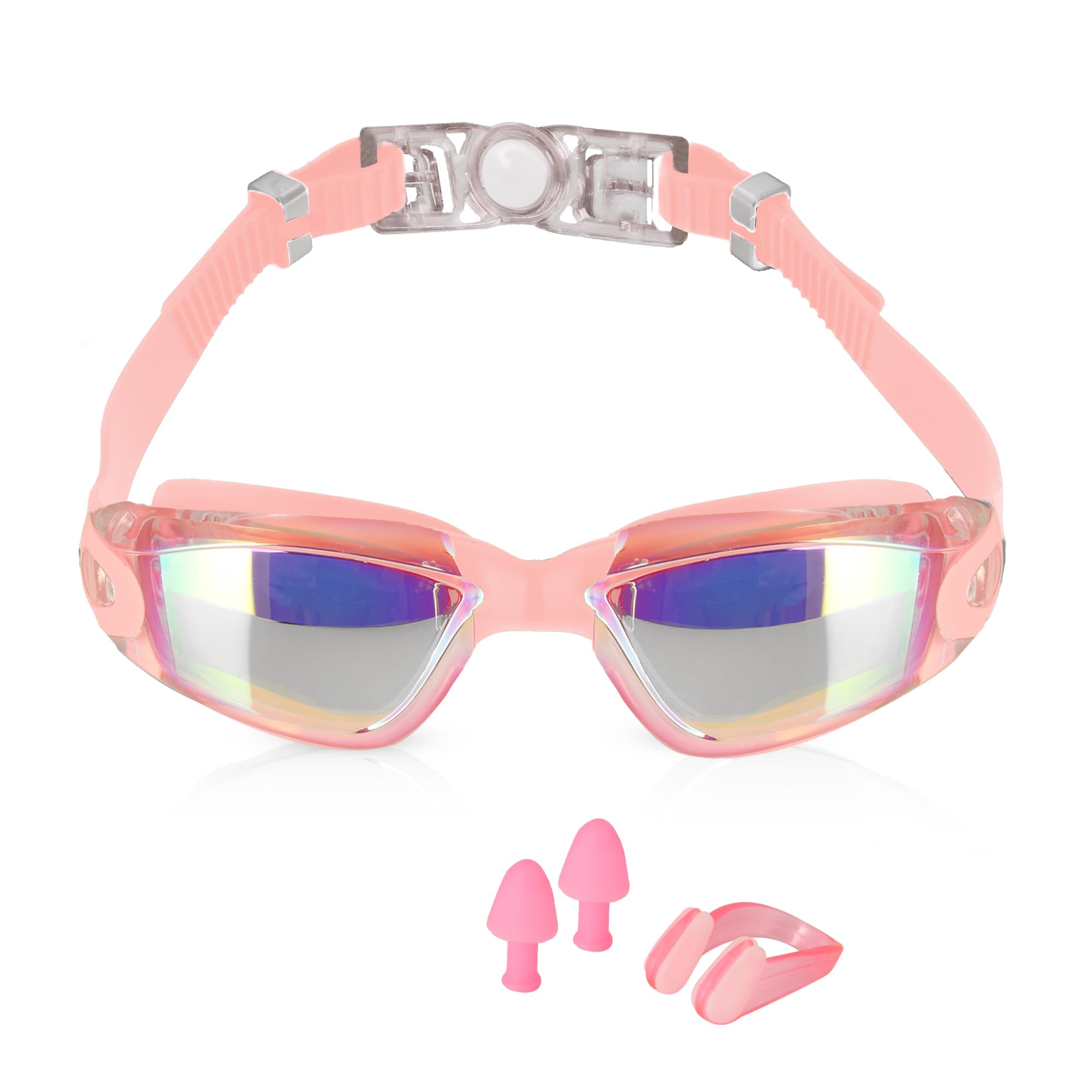 Swim Goggles for Adults & Kids 9+ Anti Fog Swimming Goggles with UV Protection, Leak-Proof Seal, Wide Clear Vision – Includes Nose Clip, Ear Plugs, Case – Comfortable for Pool, Sea & Open Water