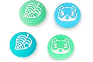 GENERIC Cute Silicone Switch Thumb Grips for Nintendo Switch/OLED/Switch Lite, Switch Joystick Caps Compatible with Animal Crossing Theme Switch Button Caps Switch Accessories - Blue and Green 4PCS