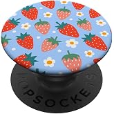 PopSockets Phone Grip &ndash; Floral Blue Strawberry Patch PopSockets Adhesive PopGrip