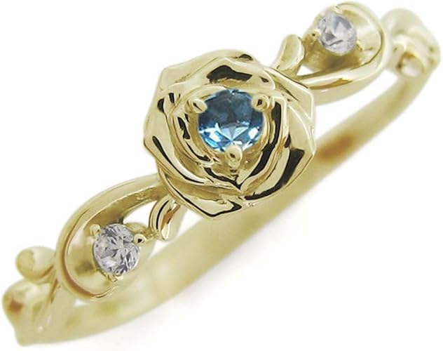 Amazon プレジュール ブルートパーズ ローズ バラリング K18イエローゴールド 指輪 花 リングサイズ6号 リング 通販