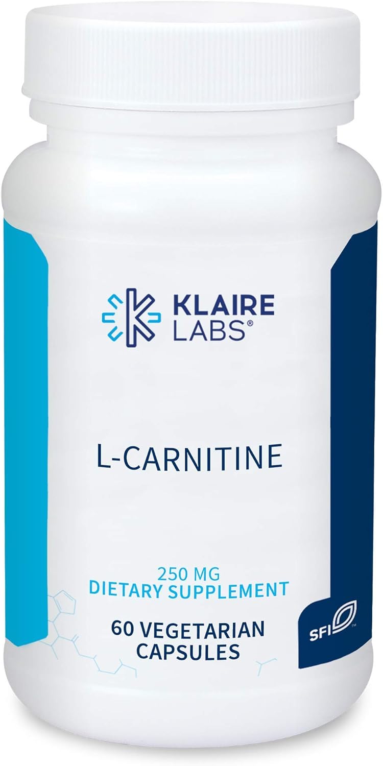 Klaire Labs L-Carnitine - 250 Milligrams 100% Pure USP Form to Support Cardiovascular Function & Energy Demands, Hypoallergenic with No D-Carnitine (60 Capsules) [Packaging May Vary]: Health & Personal Care