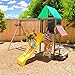 KidKraft Newport Kids Wooden Outdoor Playset Swing Set with Slide and Sand Box
