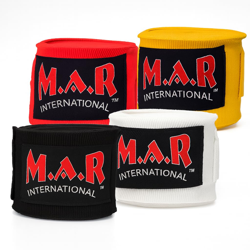 MAR | Boxing Hand Wraps Boxing Inner Gloves, 350cm Bandages, Under Mitts Fist Protection Wrap - for MMA, Muay Thai, Kickboxing, Martial Arts Training & Combat Sports