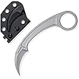 OOULORE Fixed Blade Knife, 440C Blade Stainless Steel Handle, Tactical EDC Knife with Kydex Sheath, Lightweight Outdoor Knife for Survival, Camping OK109 (Silver)
