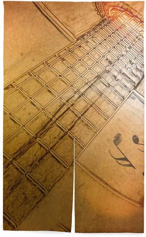 Amazon 暖簾 のれん ビンテージ音楽の背景レトロなギターポスター 遮熱 おしゃれ 暖簾分け 北欧デザイナー ポリエステル 省エネ エコ のれん オンライン通販