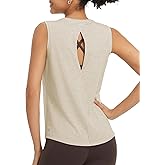 baleaf Women's Workout Tank Tops Open Back Yoga Top High Neck Sleeveless Shirts Running Loose Fit Athletic Gym