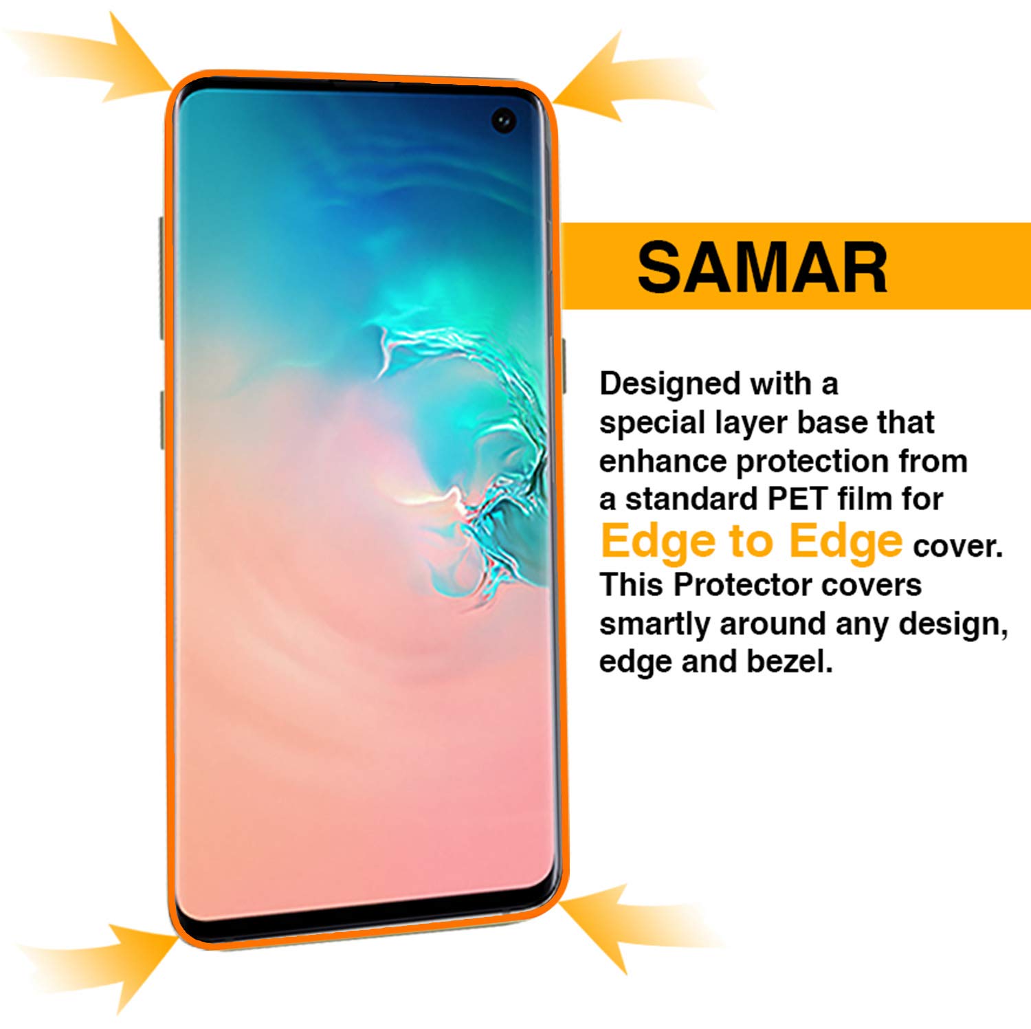 SAMAR Screen Protector (3 in Pack) for Samsung Galaxy S10, Premium Quality [Case Friendly] Crystal Clear Protectors {Full Size} highly invisible and work with in display fingerprint for Galaxy S10