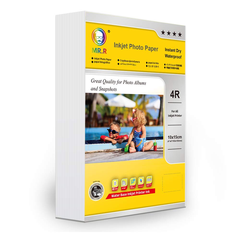 MR.R Inkjet Photo Paper High Glossy 200 GSM 6 x 4 10x15 cm 100 Sheets Photographic Paper for Canon,Hp,Epson Inkjet Printers