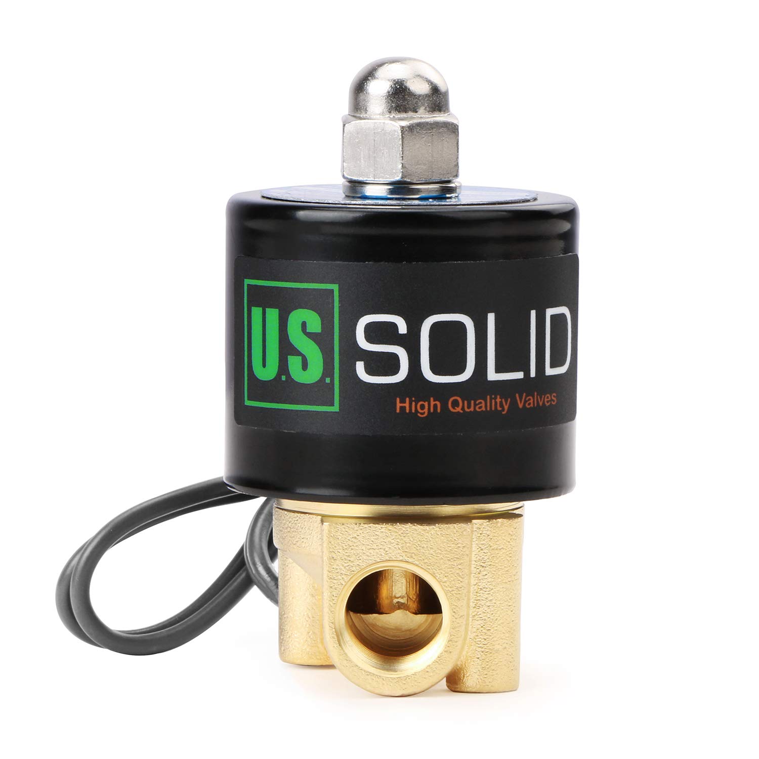 U.S. Solid 1/4" Brass Electric Solenoid Valve 24V DC Normally Closed VITON