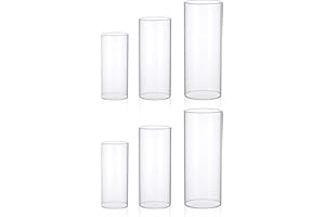 yshengood 6 Pcs Hurricane Glass Candle Holder, Open Ended Cylinder Candle Holder Bottomless Glass Candle Holder for Pillar Candle
